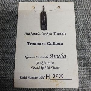 Authentic Sunken Treasure Galleon Silver Nuestra Senora de Atocha Pendant W/ COA